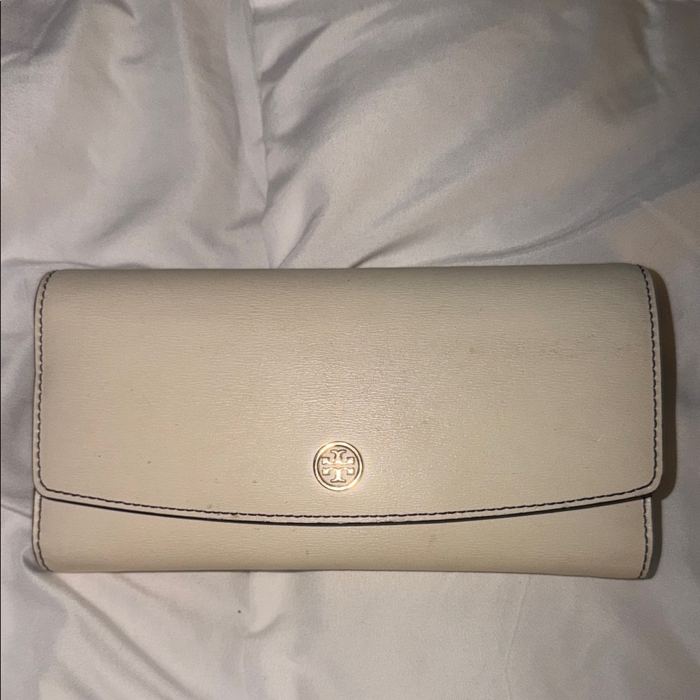 Cream Tory Burch Leather Wallet